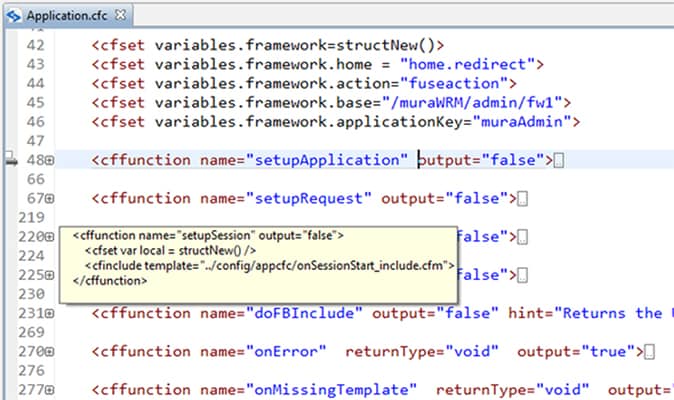 Cfeclipse Code Folding