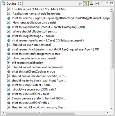 Cfeclipse Outline View