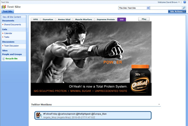 A sample Sharepoint site running two Flex applications
